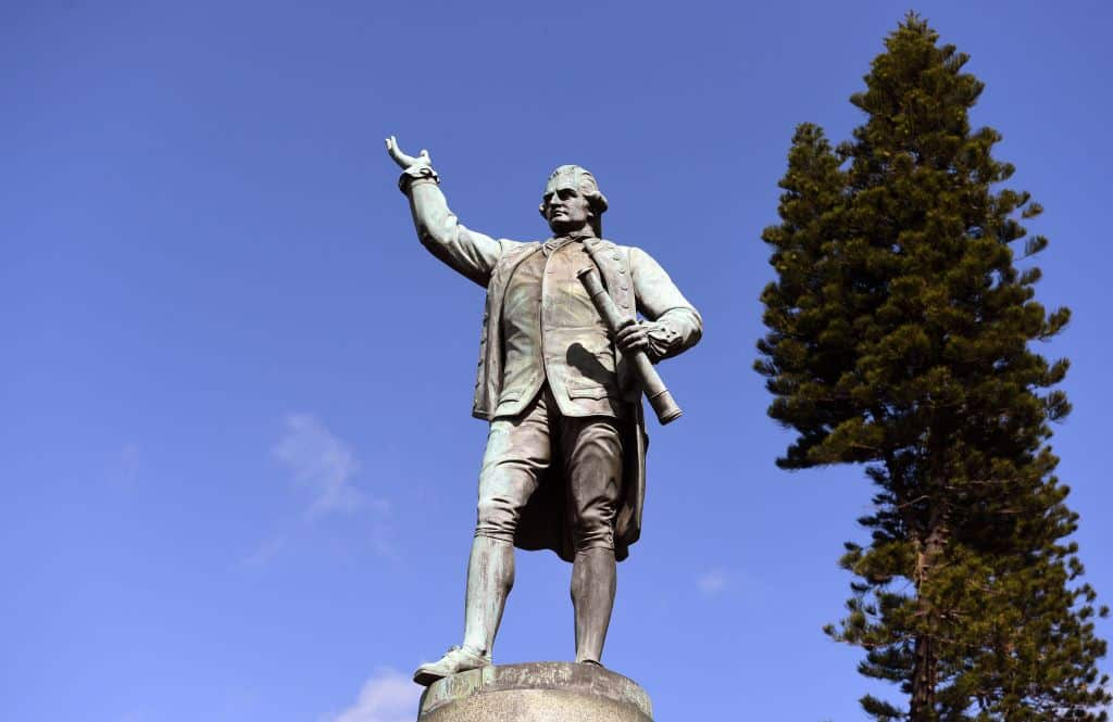 A statue of Captain James Cook stands in Sydney's Hyde Park.