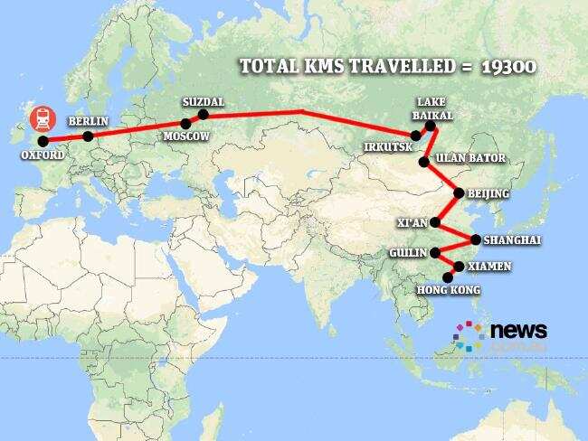 Phil and Emma Whiting travelled by public transport from the UK to Hong Kong.