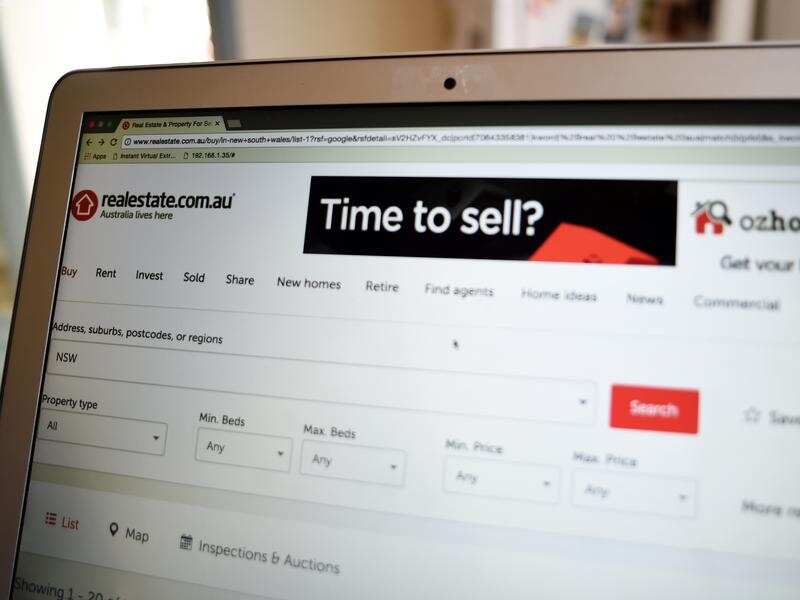 Computer monitor screen showing realestate.com.au website page