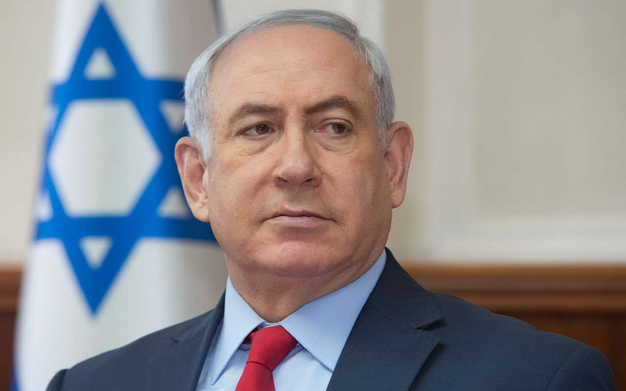 Israeli Prime Minister Benjamin Netanyahu attends the weekly cabinet meeting at his office in Jerusalem, Sunday, Oct. 1, 2017.