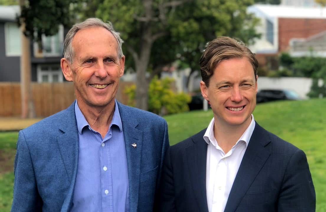 FFormer national Greens leader Bob Brown (left) with Prahran Greens MP Sam Hibbins.