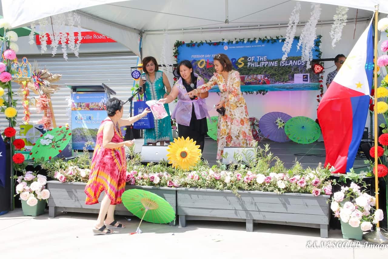 Ness Gavanzo (in purple) at the Freedom Day Festival stage