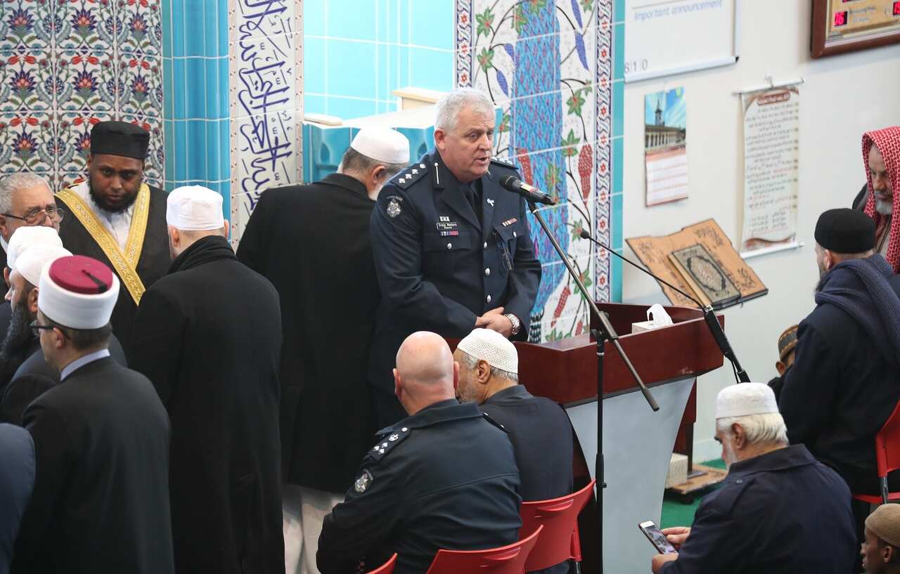 Mourners attend a funeral at a Melbourne mosque