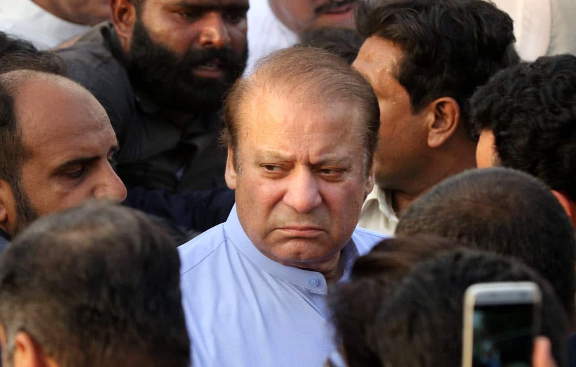 A file photo of Nawaz Sharif (C), former Prime Minister of Pakistan.