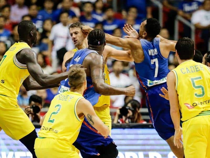 A brawl between Philippine basketballers and the Boomers.