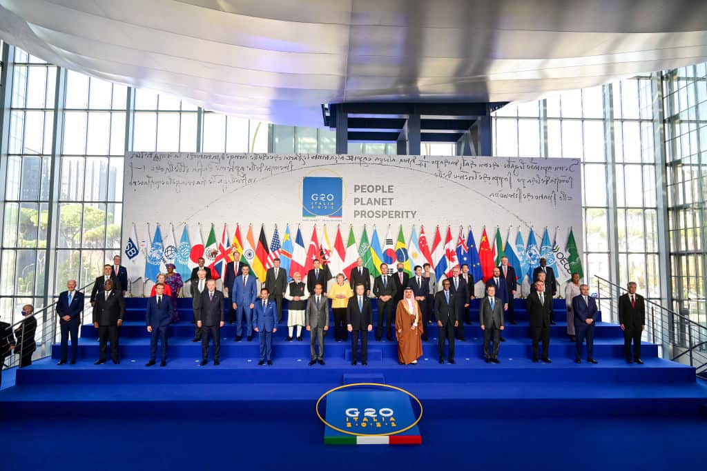 G20 Leaders Gather For Family Photo At Rome Summit