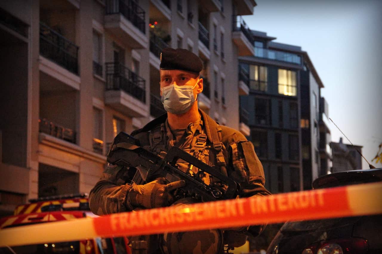 The shooting comes three days after three people were killed in a knife rampage at a church in the southern city of Nice in Lyon, France