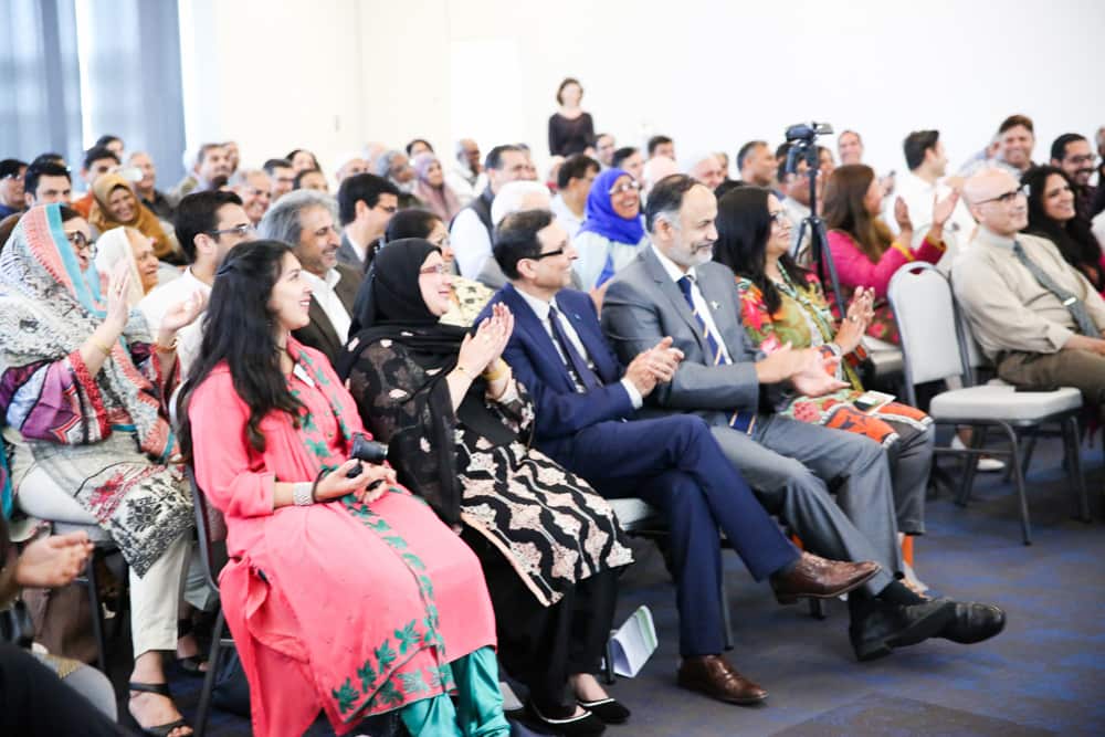Rehan Alavi with Pakistan Consul General Abdul Majid Yousfani and Greens party member Mehreen Farooqui