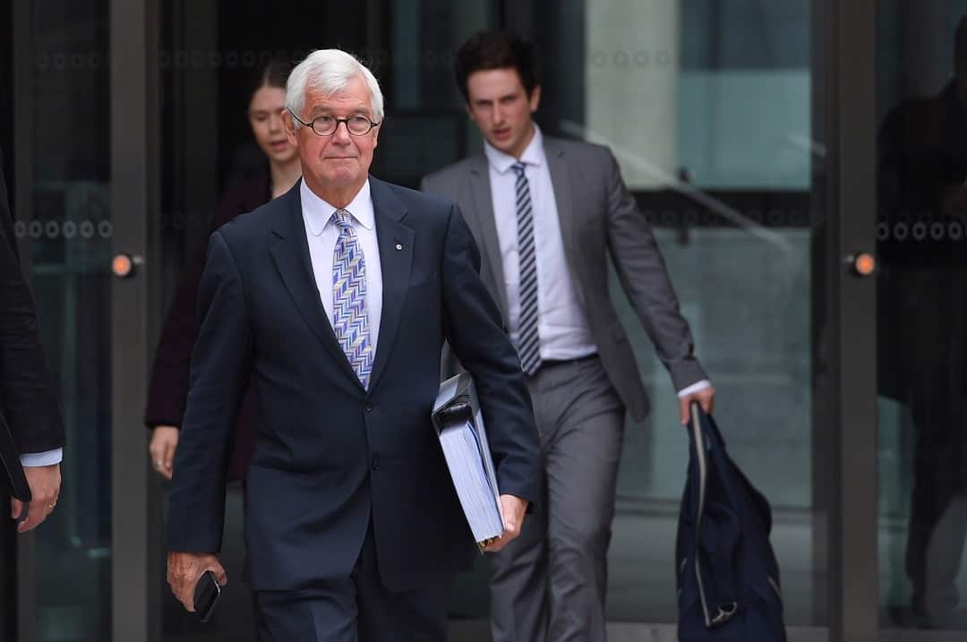 Julian Burnside QC leaves the Federal Court in Melbourne, Friday, April 28, 2017. Burnside is representing former Channel Seven EA Amber Harrison. (AAP Image/Tracey Nearmy) NO ARCHIVING
