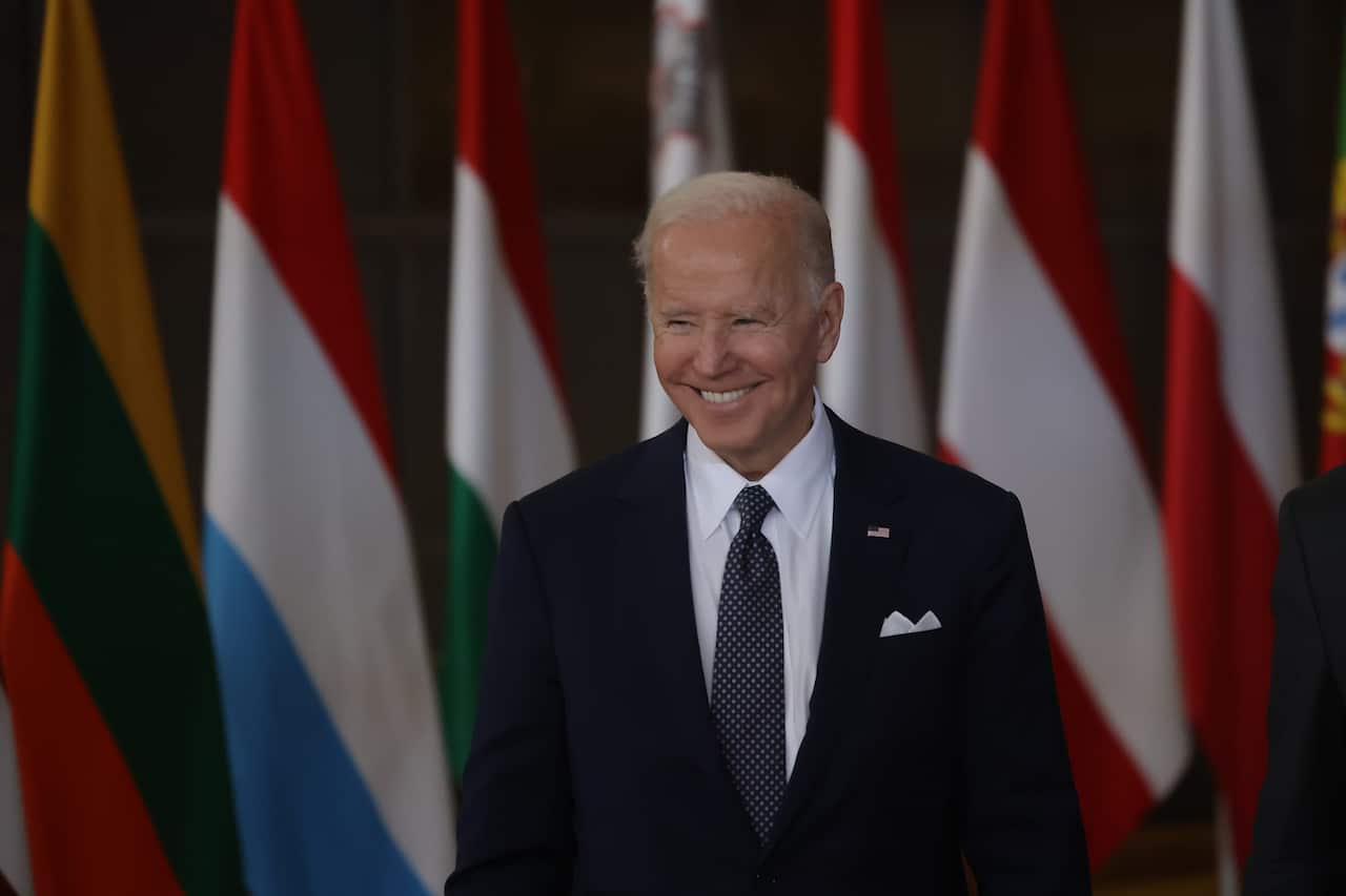 US President Joe Biden at a European Union leaders summit in Brussels, Belgium