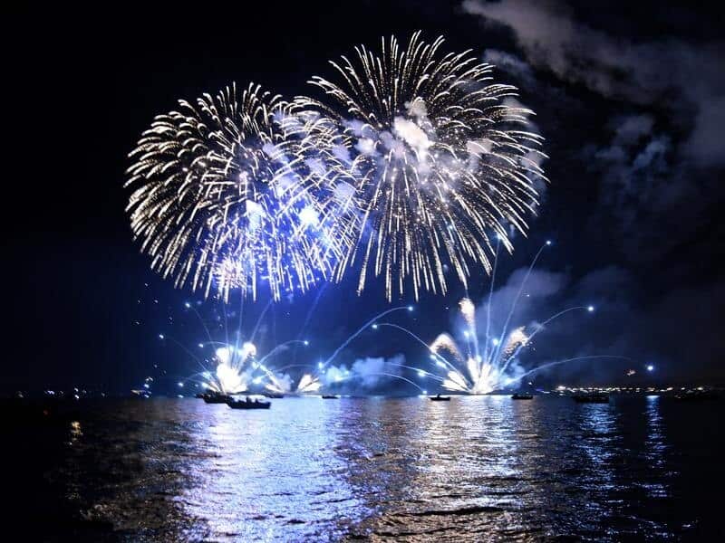 Fireworks are seen over Darwin Harbour