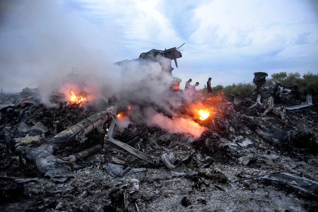 Debris of the Boeing 777, Malaysia Airlines flight MH17, which crashed during flying over the eastern Ukraine region near Donetsk, Ukraine.