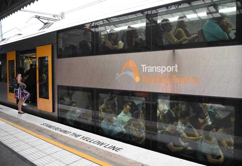 A not-so-empty train in Sydney.  