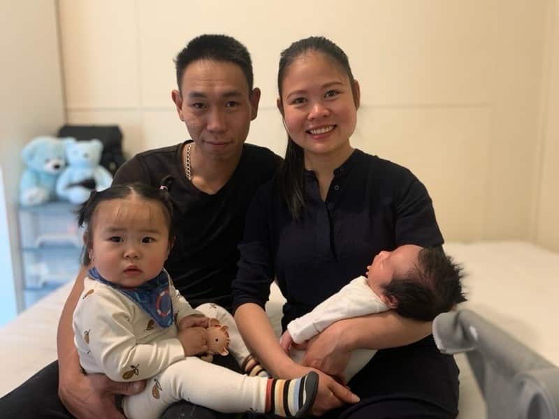 Minh, Thanh Binh, one year old Judy and newborn Joe