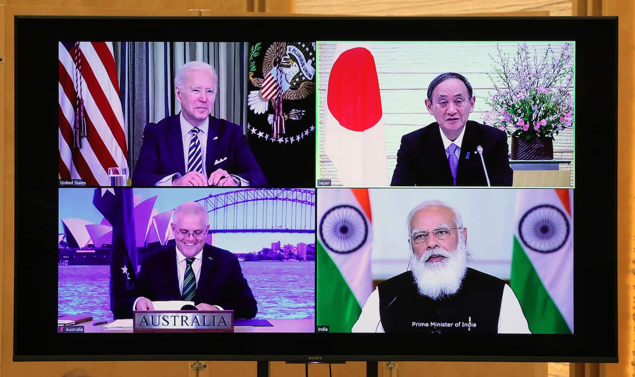 Scott Morrison has met with the leaders of 'the Quad' for the first time.