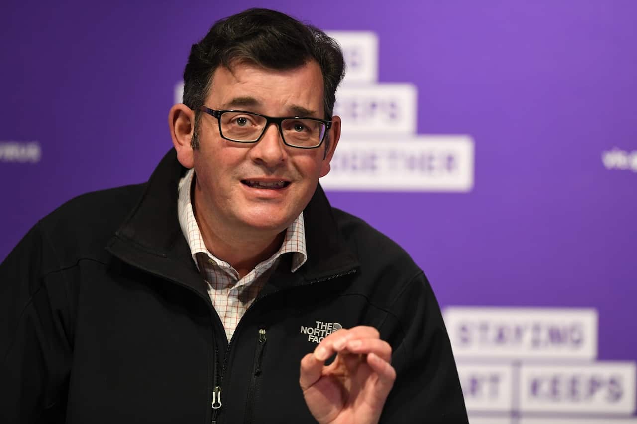 Victorian Premier Daniel Andrews holds a press conference in Melbourne