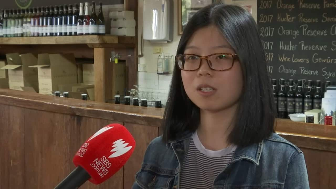 Feifei Wang helps service Mandarin speaking customers at the cellar door. 