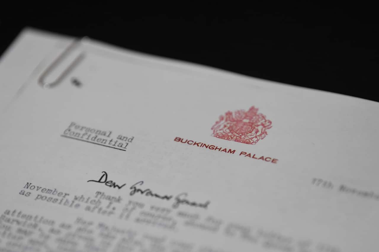 a Buckingham Palace letter seen on a letter marked Personal and Confidential".