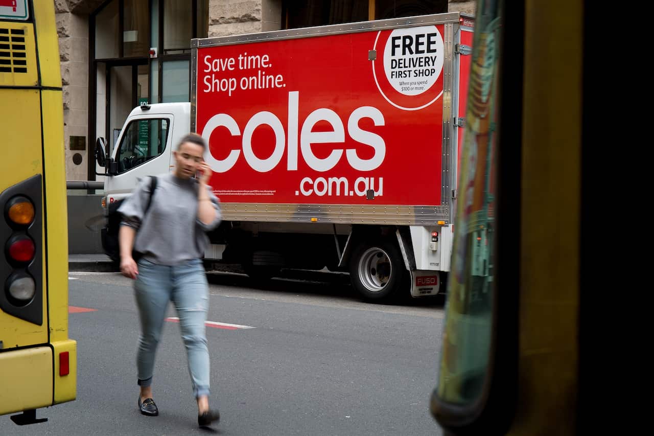 A Coles delivery van is seen in Sydney, Thursday, November 15, 2018. Wesfarmers shareholders will vote on whether to green-light the proposed $20 billion demerger of Coles. (AAP Image/Paul Braven) NO ARCHIVING