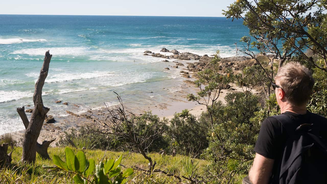 A view from Byron Bay to Cape Byron Lighthouse