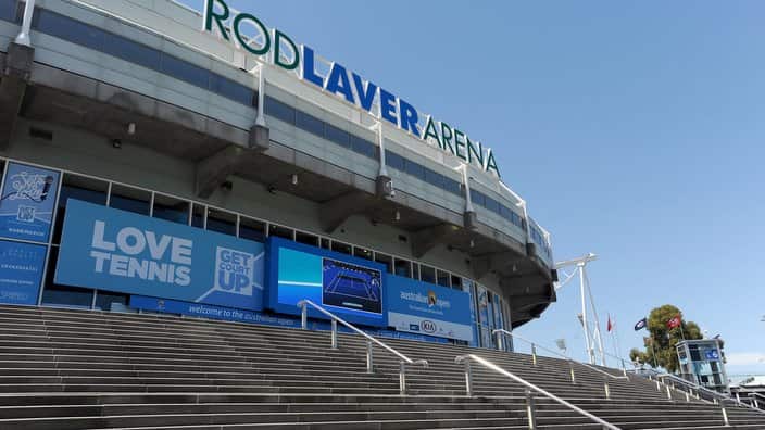 Generic photo of the Rod Laver Arena which hosts the Australian Open in Melbourne, Sunday, Jan. 12, 2014. The State Government  earlier announced a $338 million redevelopment for the Melbourne Park precinct. (AAP Image/Joe Castro) NO ARCHIVING