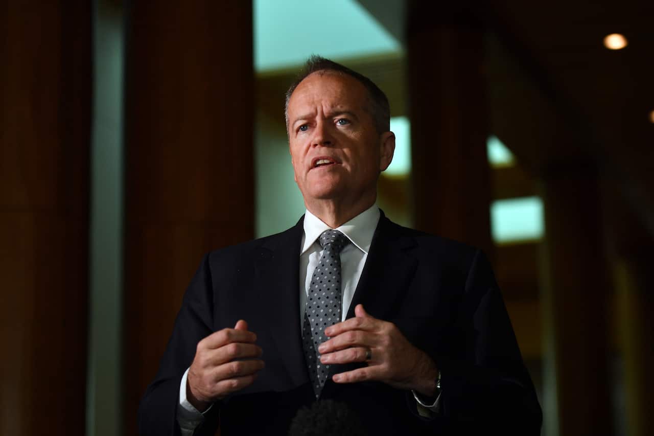 Shadow Minister for Government Services Bill Shorten at a press conference at Parliament House in Canberra, Friday, June 12, 2020. (AAP Image/Mick Tsikas) NO ARCHIVING