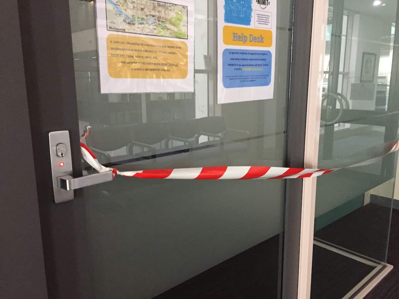 Police tape at the locked down Italian consulate.