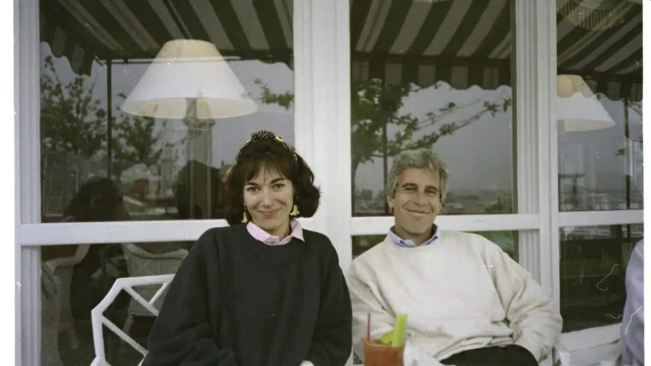 Undated handout file photo issued by US Department of Justice of Ghislaine Maxwell (left) with Jeffrey Epstein (right), which was shown to the court during the sex trafficking trial of Maxwell in the Southern District of New York.