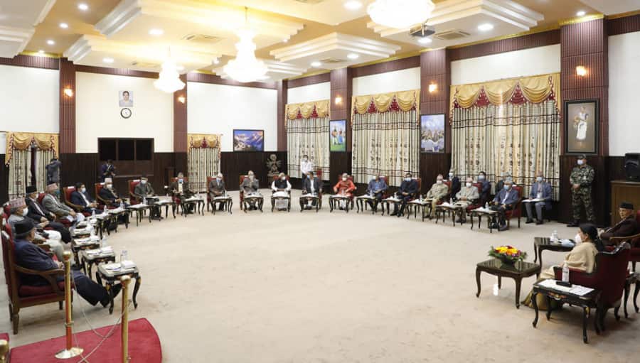 All party meeting organised by Nepal's President Bidhya Devi Bhandari in Kahtmandu