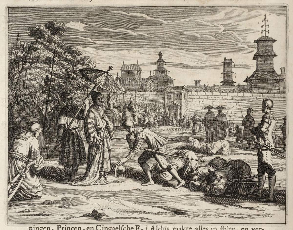The Portuguese Pedro Lopez welcomes the Empress of Ceylon, Dona Catharina 1672