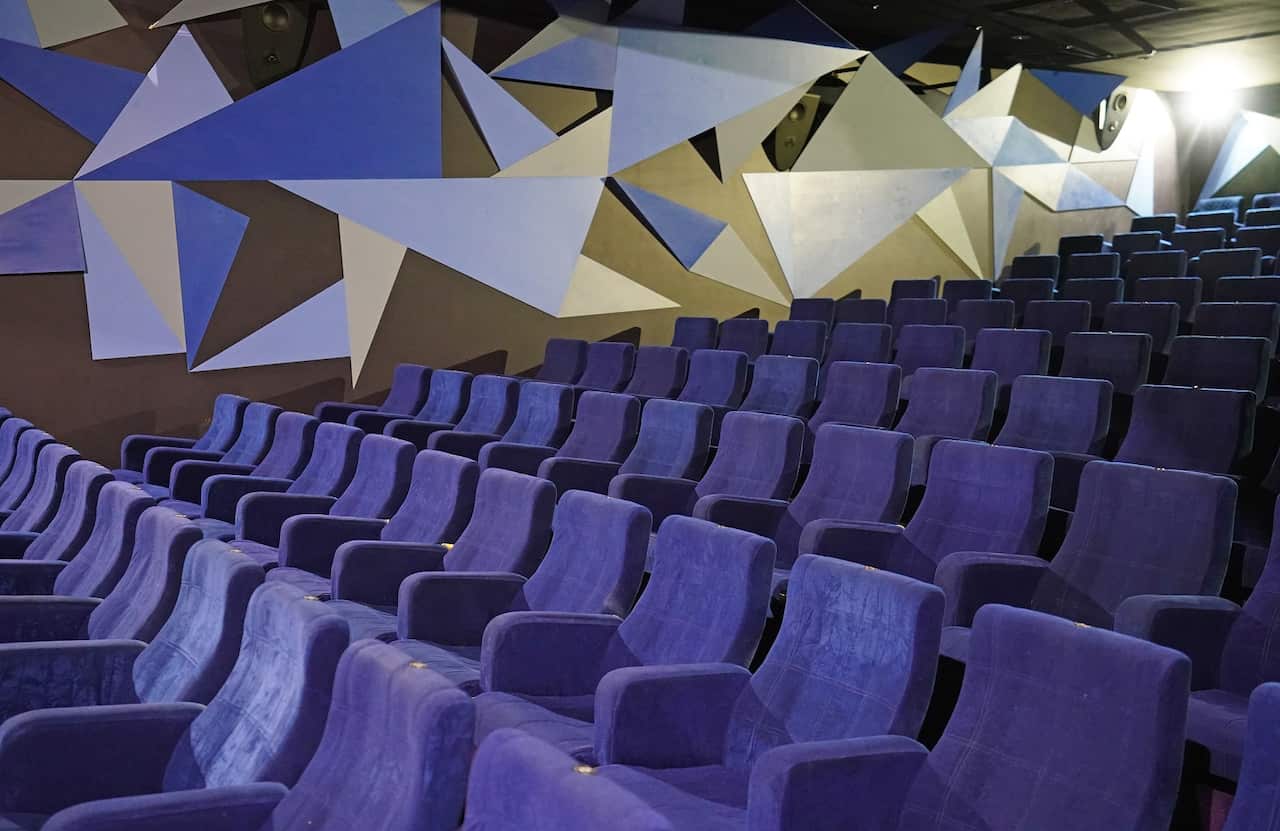 A general view of an empty cinema is inside of the Cinema Nova ahead of Monday's easing of coronavirus restrictions in Melbourne, Sunday, June 21, 2020. (AAP Image/Scott Barbour) NO ARCHIVING