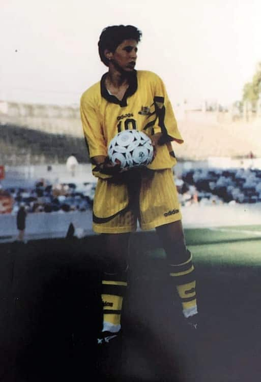 Angela Iannotta wearing the golden-green colours of Australia, Matildas