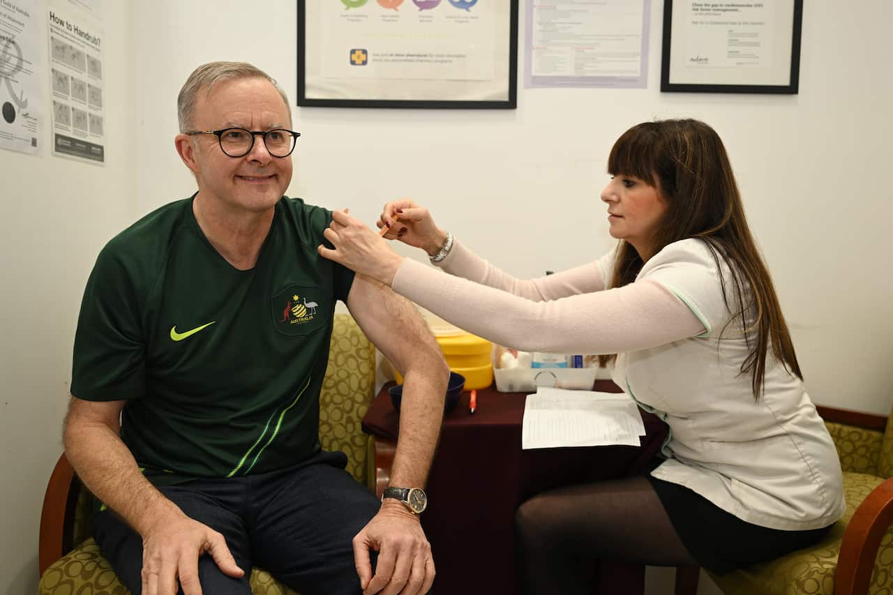 Anthony Albansese has his fourth COVID vaccine in Sydney 