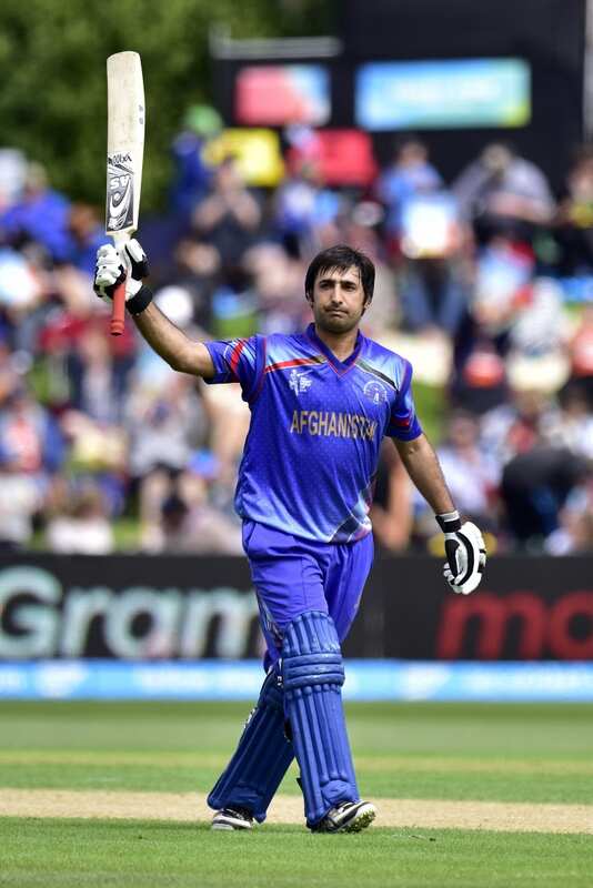Afghan batsman Asghar Stanikzai celebrates half a century