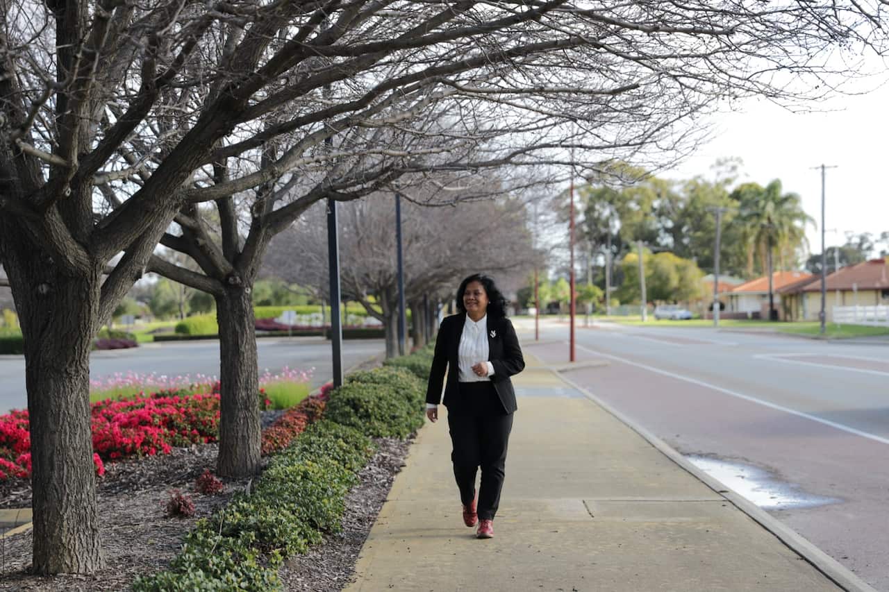 Astrid Saraswati Vasile  walking through George Street in Canning, Perth.