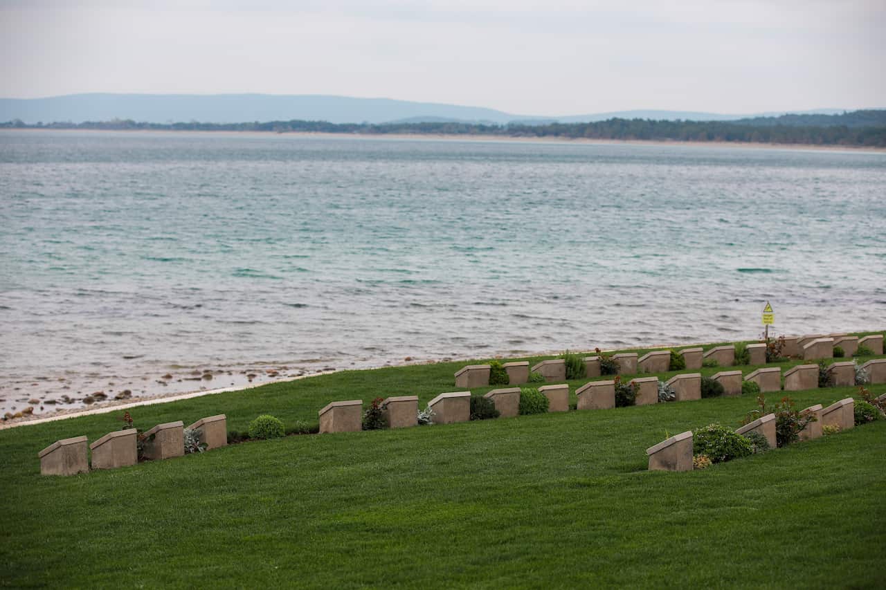 A view of Anzac Cove cemetery, on the site of the World War I landing of the ANZACs (Australian and New Zealand Army Corps) in Canakkale, Turkey.