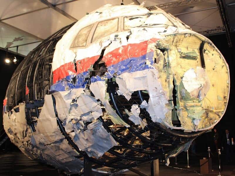 The reconstructed front of Malaysia Airlines Flight 17