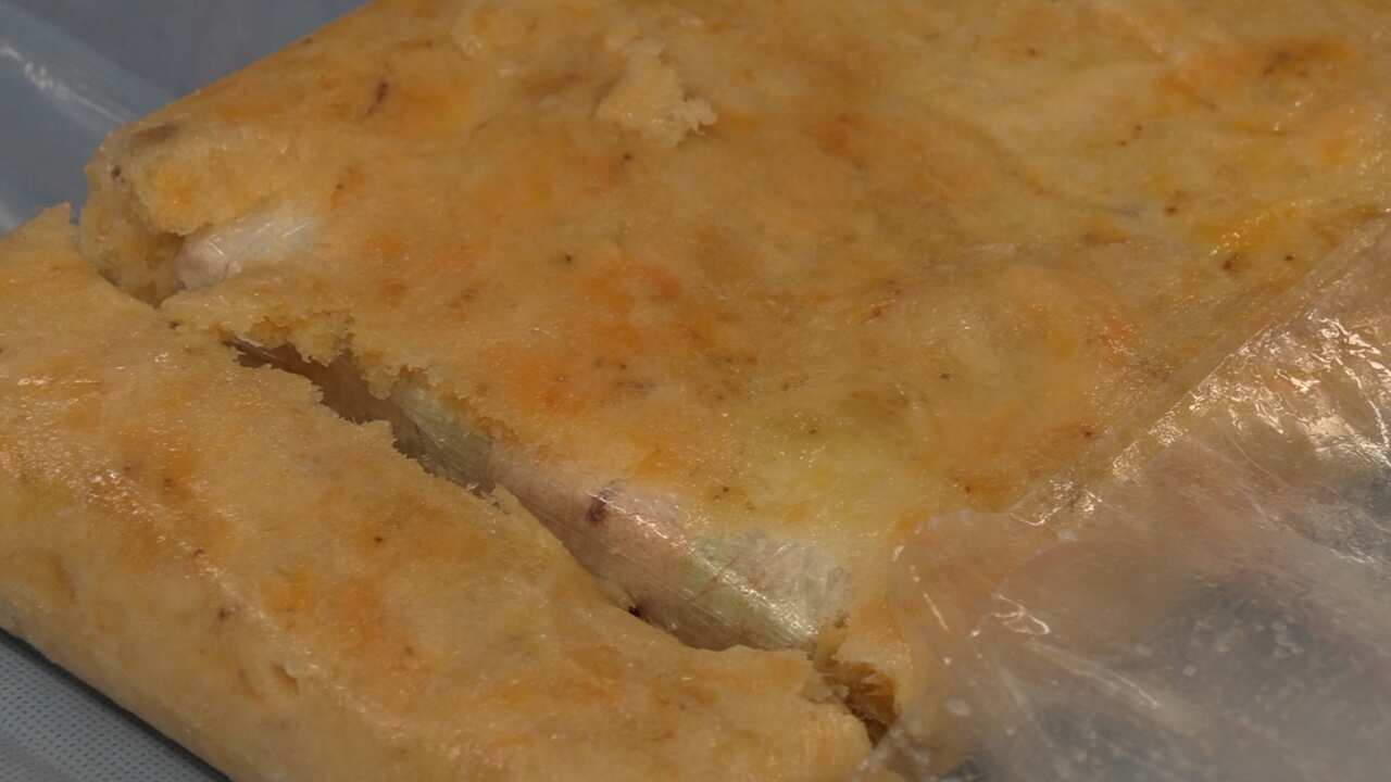 One of the banana pulp blocks