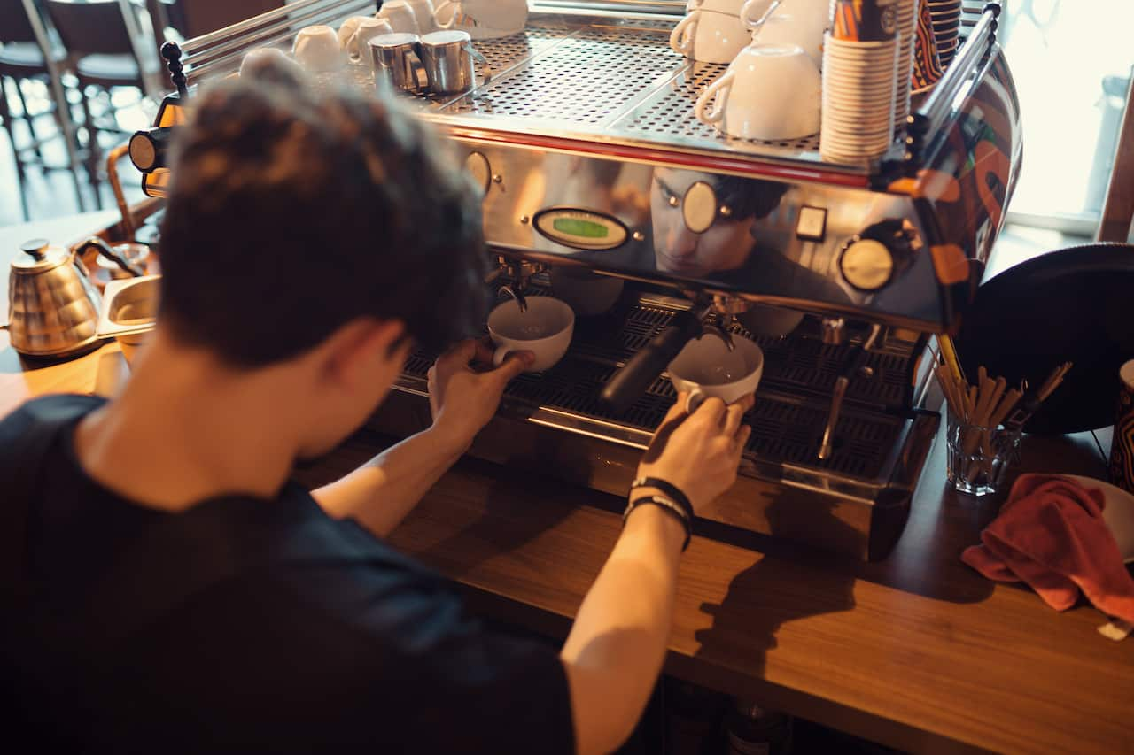 Barista at work in a coffee shop