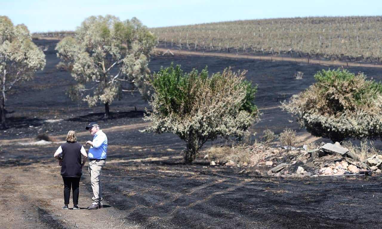 Prime Minister Scott Morrison tours fire-affected areas in South Australia.