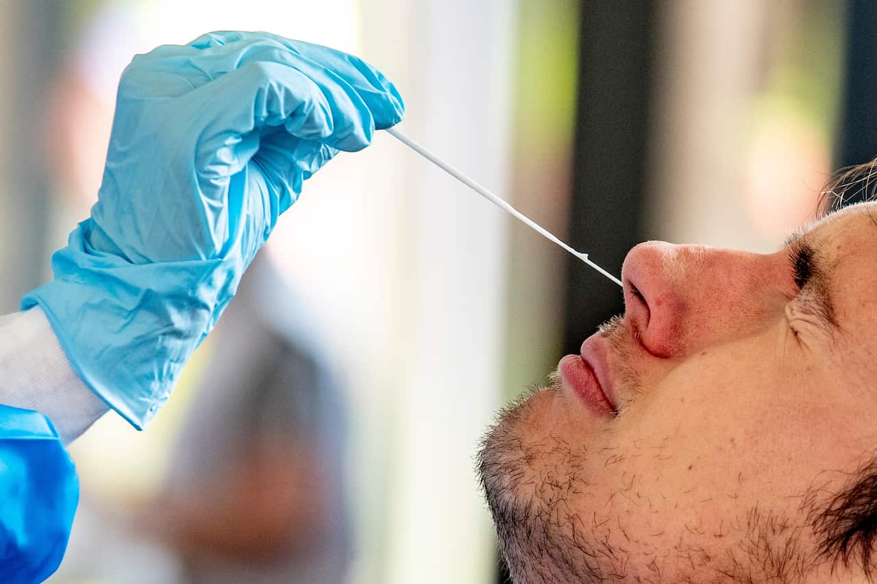 A Covid-19 test being conducted.