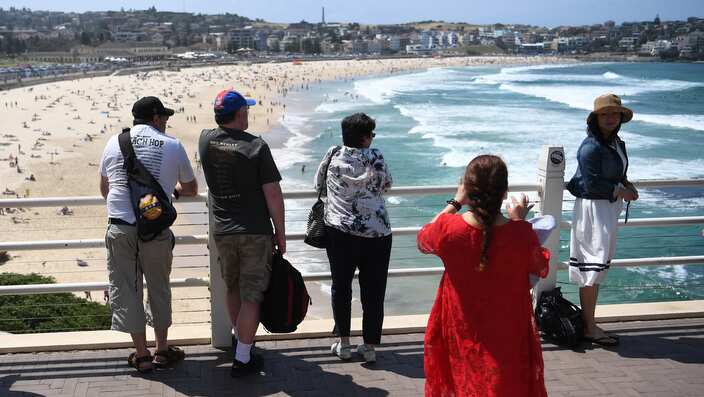 Tourists at Bondi Beach, Sydney