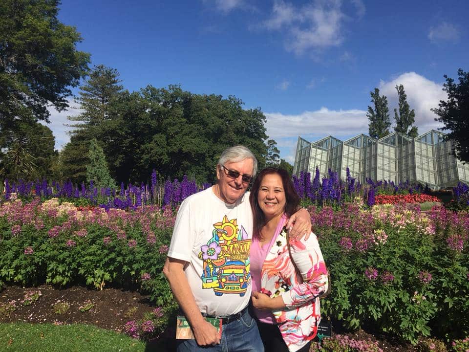 Belle Woods and her husband, Ballarat, Begonias