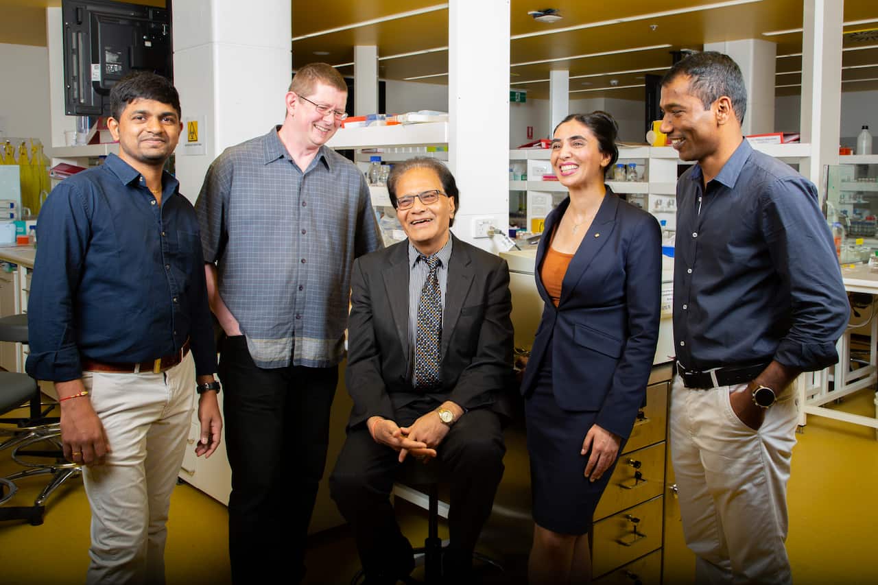 The Molecular Engineering Group at RMIT: Ganga Reddy Velma, Dr Steven Priver, Distinguished Professor Suresh Bhargava, Dr Neda Mirzadeh, Dr Srinivasareddy Telukutla.