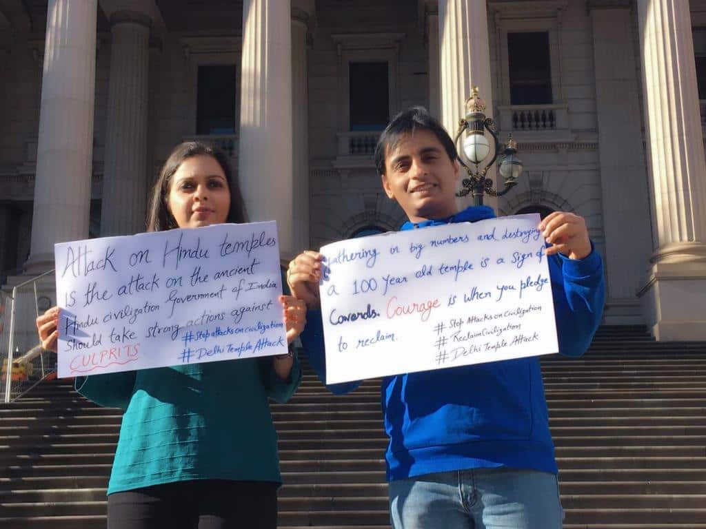 Indian Australian Couple protest in Melbourne