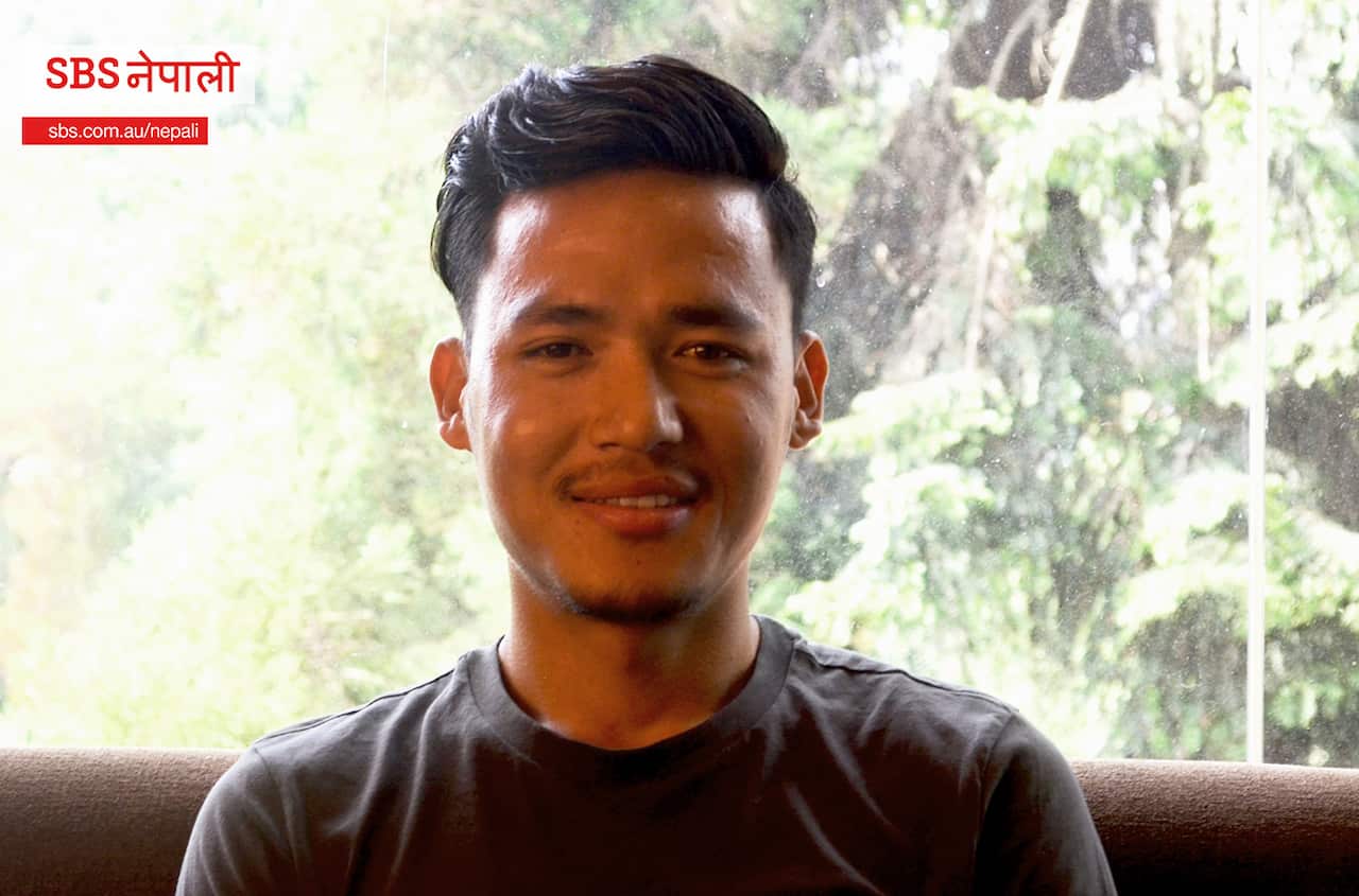 Nepali footballer Bikram Lama speaking to SBS Nepali.
