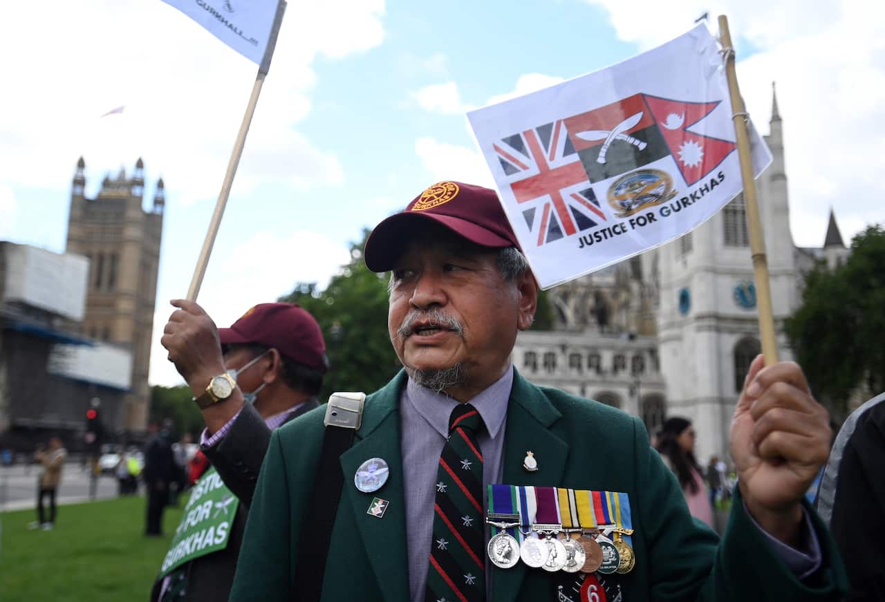 British Gurkha veterans went on a hunger strike demanding equal pension rights from the British Government