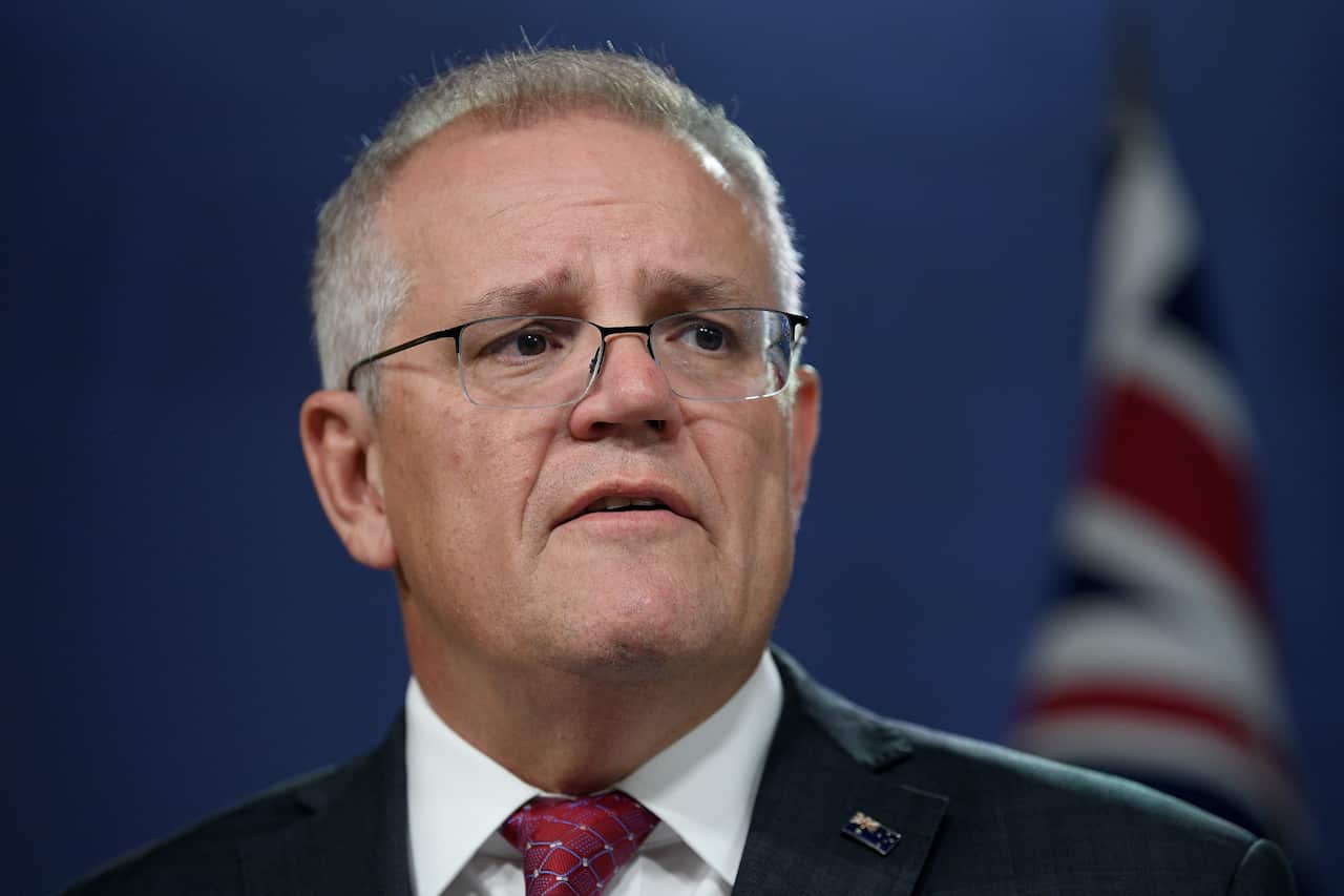 Prime Minister Scott Morrison speaks to media in Canberra. 
