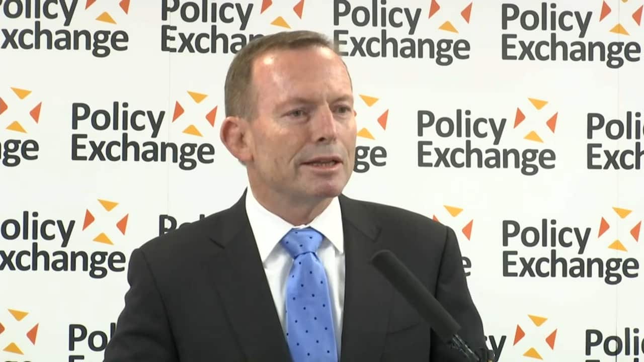 Former prime minister Tony Abbott delivered a speech on Brexit in London.