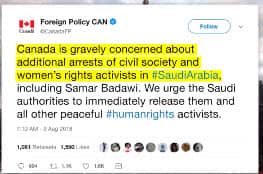 Tweet that upset Saudi Arabia